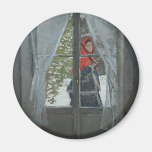 Das rote Halstuch, Porträt von Frau Monet (1873) Magnet