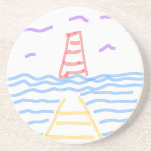 Das rote Leuchtturm und das Gelbe Pier Getränkeuntersetzer