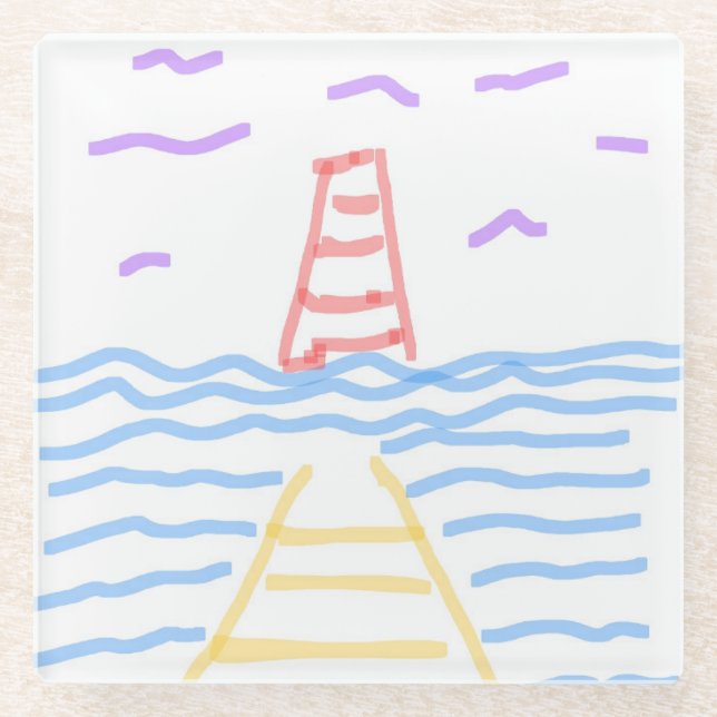 Das rote Leuchtturm und der Gelbe Untersetzer (Vorderseite)