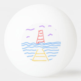 Das rote Leuchtturm und der Pier Ping Pong Ball Tischtennisball