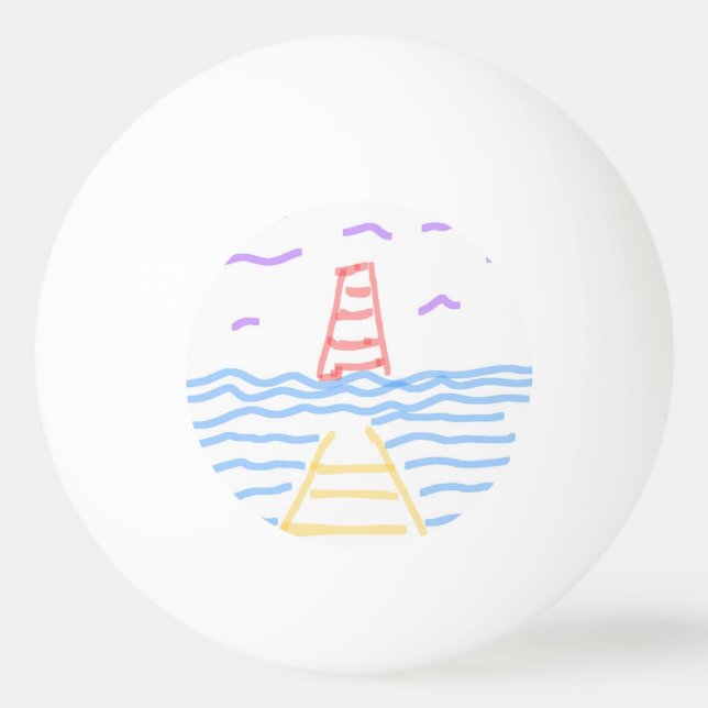 Das rote Leuchtturm und der Pier Ping Pong Ball Tischtennisball (Vorderseite)