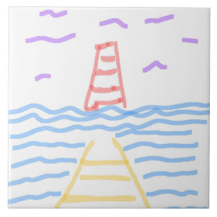 Das rote Leuchtturm und die YellowPier-Keramik Fliese