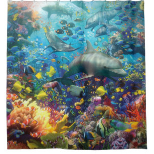Unterwasser Duschvorhang Haie Coral Aquatic Unterwasser Duschvorhang Haie Coral Aquatic