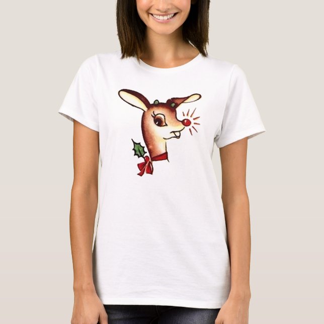 das rote Nasen-Ren-Shirt T-Shirt (Vorderseite)