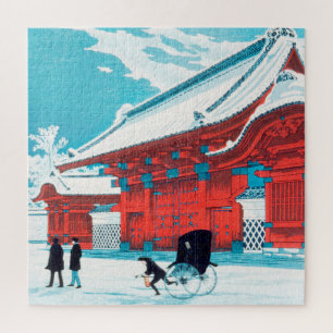 Das rote Tor von Hongo in Snow von Hiroaki Takahas
