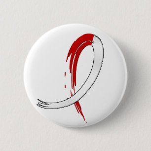 Das rote und weiße Band A4 des Mundkrebses Button