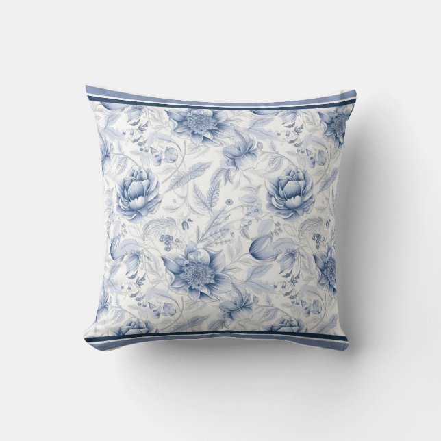 Das Royal Blue Porcelain Blumenmuster Vol.1 Kissen (Vorderseite)