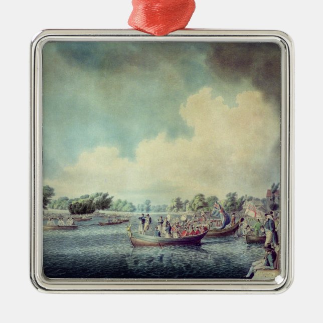 Das Rudersport-Match in Richmond Silbernes Ornament (Vorne)