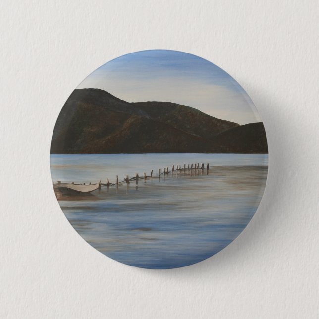 Das ruhige Wasser der Akyaka Landschaft Kunst Button (Vorderseite)