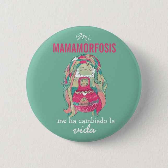 Das runde Blech hat 5cm Mein Mamamorfosis Button (Vorderseite)