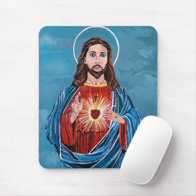 Das Sacred Heart Gemälde von Alfred Fox Mousepad (Mit Mouse)