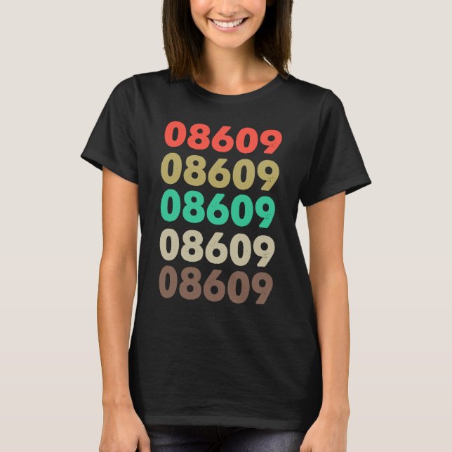 Das sagt 08609 Retro Zip-Code Zipcode 08609 T-Shirt (Vorderseite)