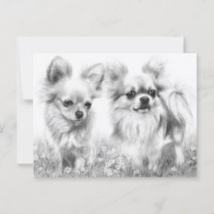 Das sanfte Paar - Handgemalt Chihuahua Postkarte