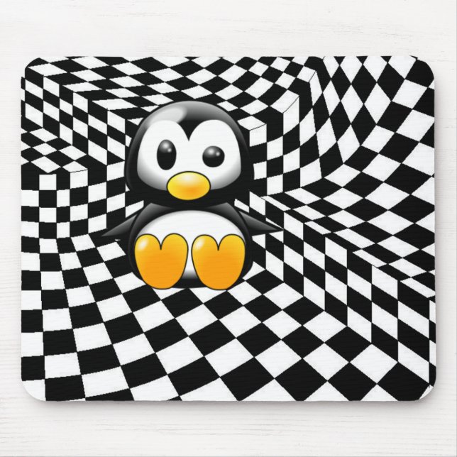 Das Schachbrett-Albtraum eines Penguins Mousepad (Vorne)