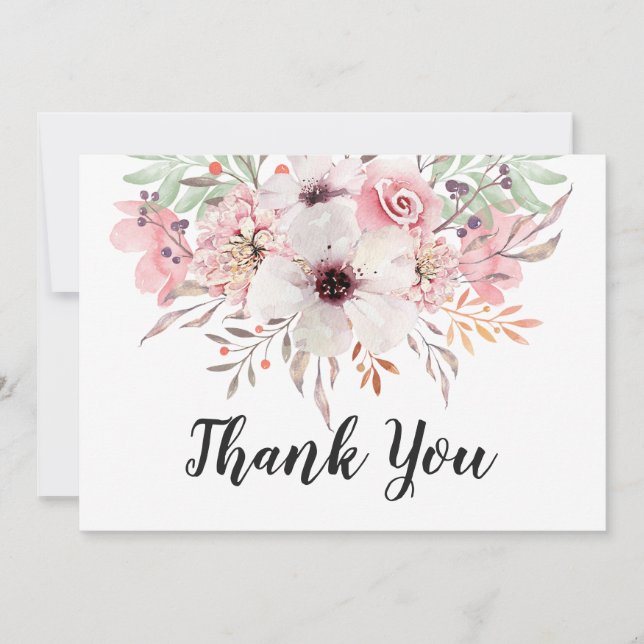 Das schicke Blumen Aquarell-Land danken Ihnen zu Dankeskarte (Vorderseite)
