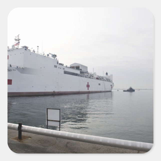 Das Schiff des militärischen Sealift-Kommandos Quadratischer Aufkleber (Vorderseite)