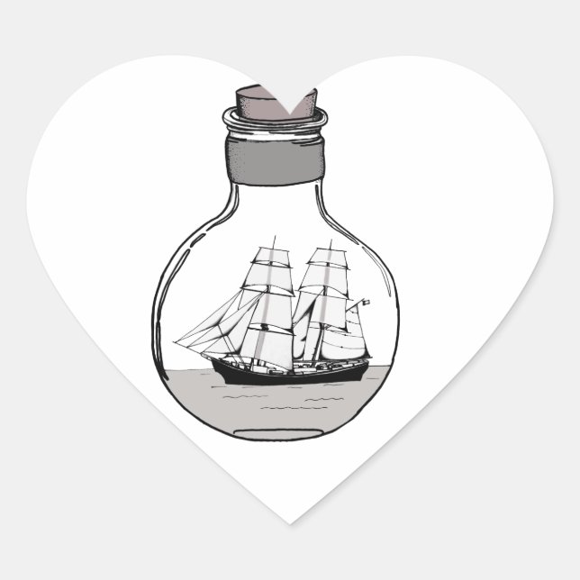 Das Schiff in der Glühlampe Herz-Aufkleber (Vorderseite)