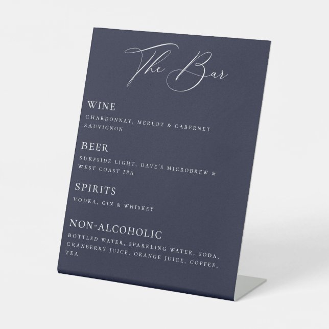 Das Schild "Bar List Pedestal" (Vorderseite)