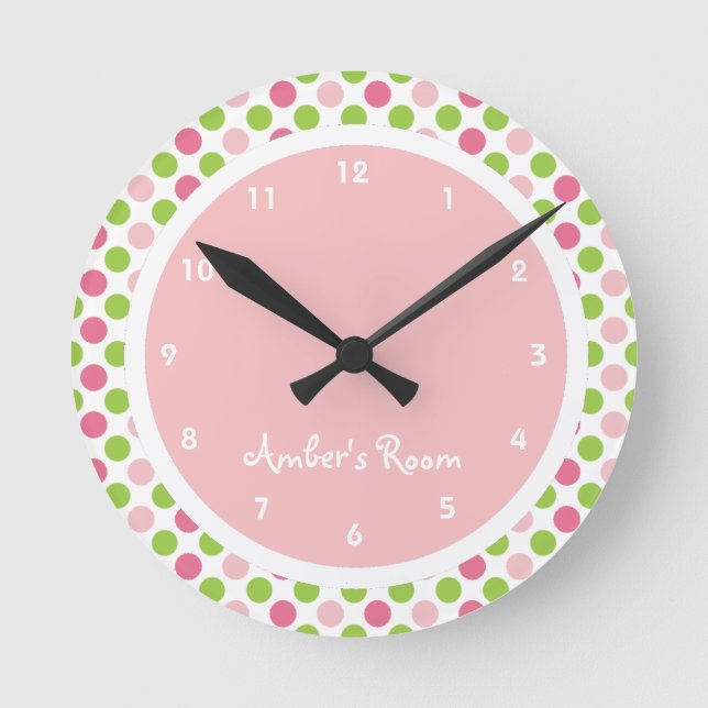 Das Schlafzimmer des Limones u. rosa Runde Wanduhr (Vorderseite)