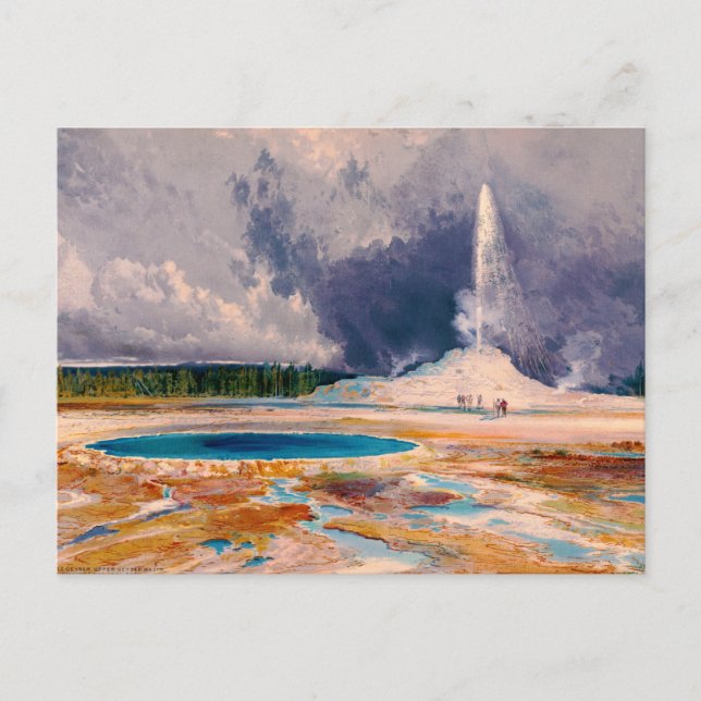 Das Schloss Geyser, Yellowstone Nationalpark 1874 Postkarte (Vorderseite)