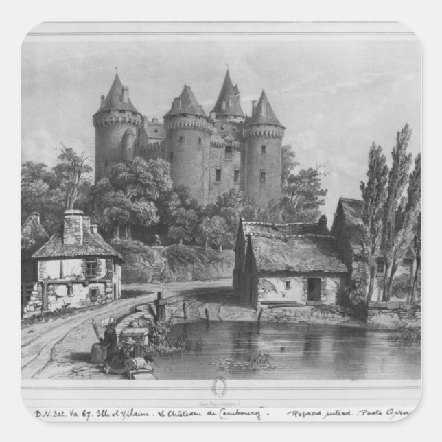 Das Schloss von Combourg Quadratischer Aufkleber (Vorderseite)