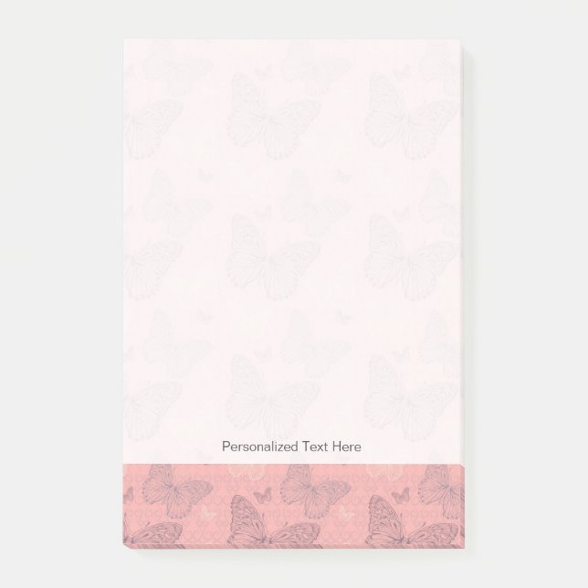 Das Schmetterlings-Rosa Post-it Klebezettel (Vorderseite)