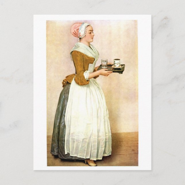 Das Schokoladenmädchen, Kunstmalerei Postkarte (Vorderseite)