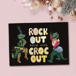 Das schöne Krokodil-Puck mit dem Croc Out Folien Feiertagskarte<br><div class="desc">Feiern Sie den Urlaub mit etwas Krokodil! Diese festliche Karte beinhaltet zwei lustige Tanzkrokodile und den unglaublich witzig Pun "Rock out with your croc out". Es ist eine großartige Möglichkeit, Ihren Freunden und Ihrer Familie etwas Spaß und Fröhlichkeit zu vermitteln. Bestellen Sie noch heute Ihren Urlaub und genießen Sie die...</div>