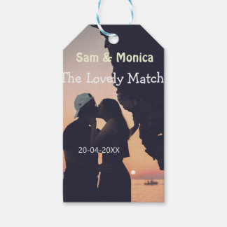 das schöne Match-Paar Hochzeitsname Datum einfach Geschenkanhänger