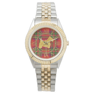 Das schottische karierte Terrier-Gold Armbanduhr