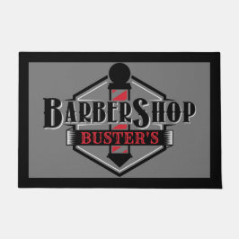 Das Schwarz-Rot-Barber-Logo personalisieren Sie 24 Fußmatte