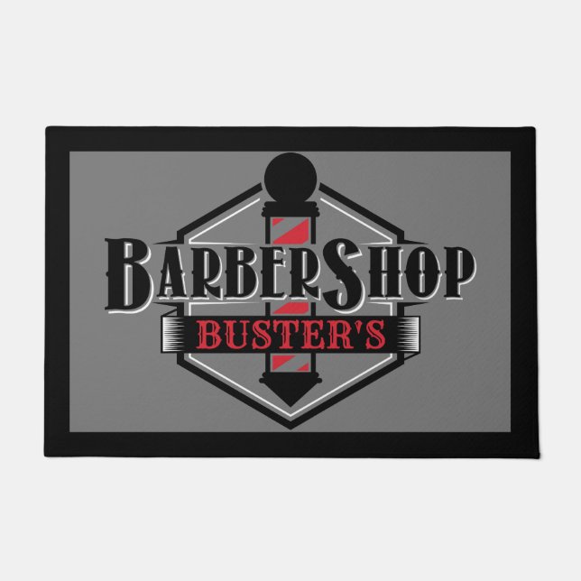 Das Schwarz-Rot-Barber-Logo personalisieren Sie 24 Fußmatte (Vorderseite)