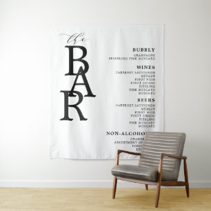 Das Schwarz-weiße Klassische Bar für Hochzeiten Wandteppich