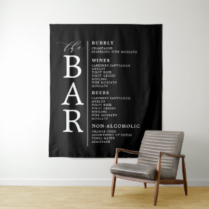 Das Schwarz-weiße Klassische Bar für Hochzeiten Wandteppich