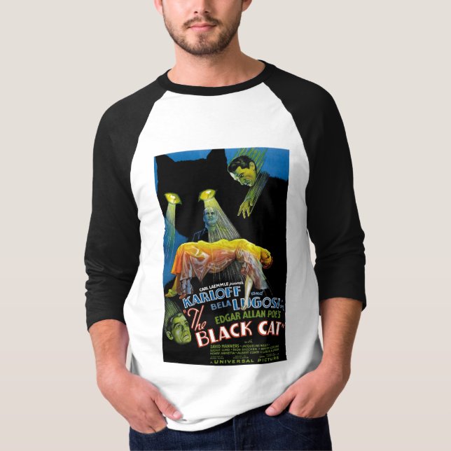 Das schwarze Katzen-Film-Plakat T-Shirt (Vorderseite)