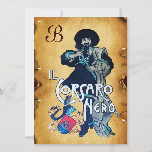 DAS SCHWARZE KORSAIR MONOGRAMM-Pergament Ankündigung (Vorderseite)