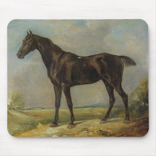 Das schwarze Reiten-Pferd Golding Polizisten, Mousepad (Vorne)