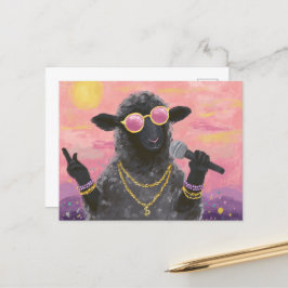 Das schwarze Schaf, das rockt Postkarte