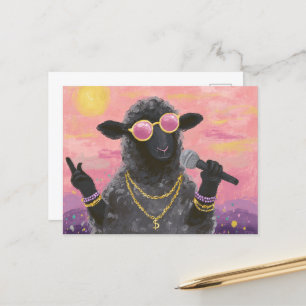 Das schwarze Schaf, das rockt Postkarte