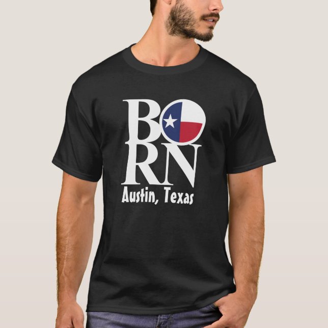Das schwarze T-Shirt GEBORENER Männer Austins (Vorderseite)