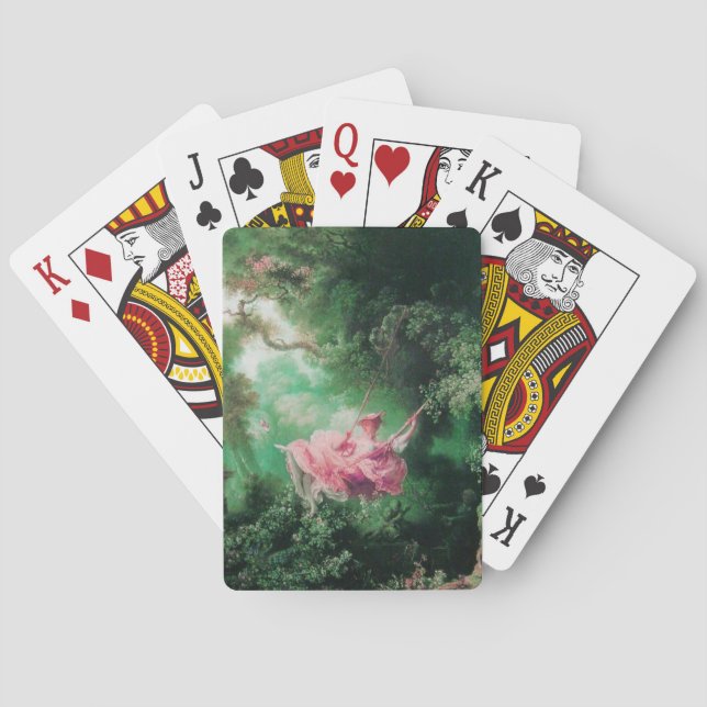 DAS SCHWIMMEN, grünes Rosa Spielkarten (Rückseite)