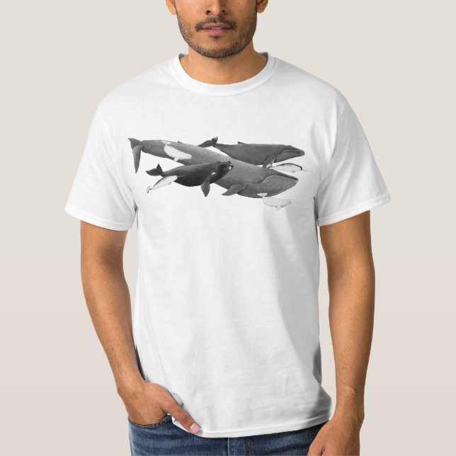 Das Schwimmen von Walen illustriert Kunstwale T-Shirt (Vorderseite)