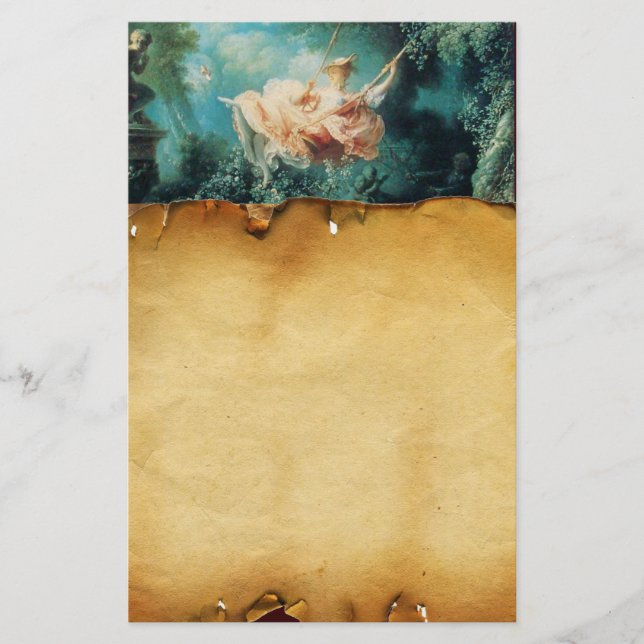 DAS SCHWIMMENDE, braune Pergament, grünes Rosa Briefpapier (Vorderseite)