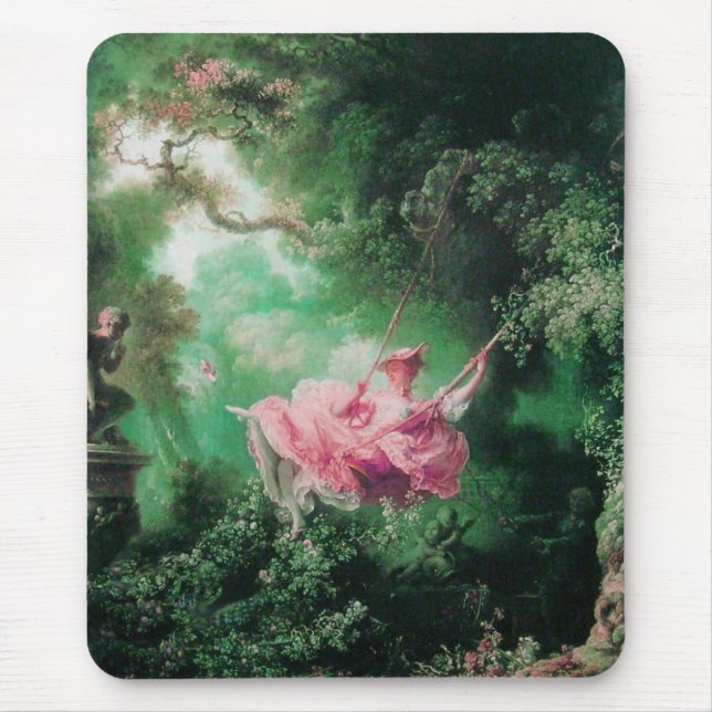 DAS SCHWIMMENDE, grüne, rosa Fuchsia Mousepad (Vorne)