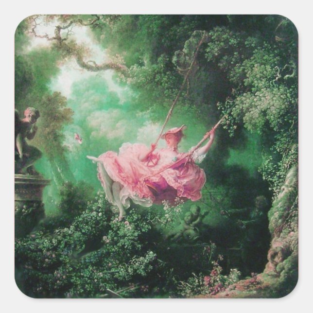 DAS SCHWIMMENDE, grüne Rosa Quadratischer Aufkleber (Vorderseite)
