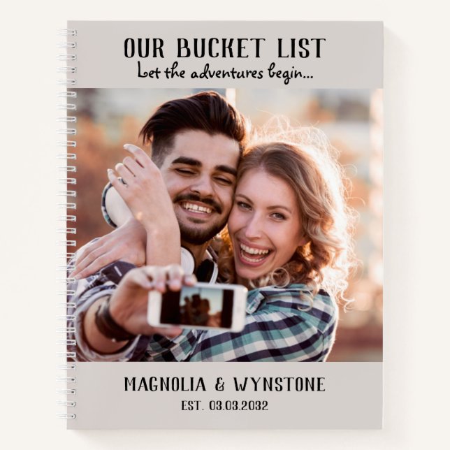Das Scrapbook-Notebook unseres Bucket List Coupels Notizbuch (Vorderseite)