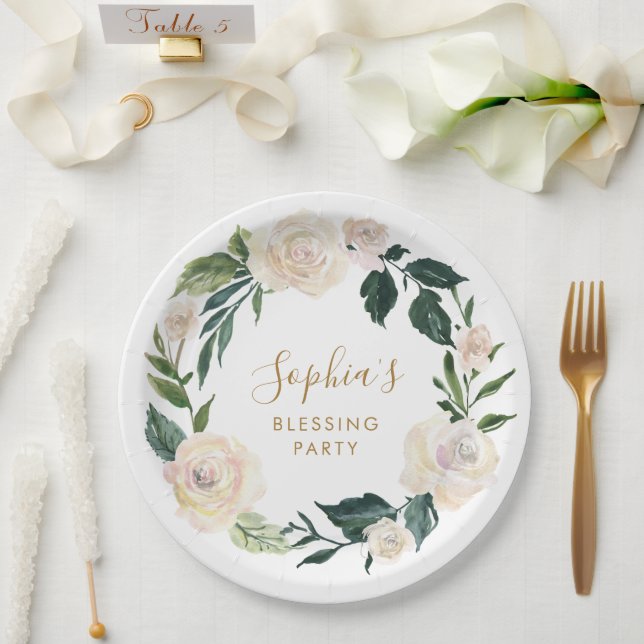 Das Segen-Party der Mutter der Floral Personalisie Pappteller (Hochzeit)