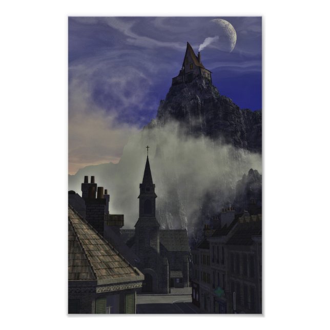Das seltsame Hochhaus aus Nebel Fotodruck (Vorne)