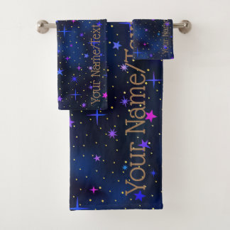 Das Set "Galaxy Stars Midnight Blue Bath Towel"
