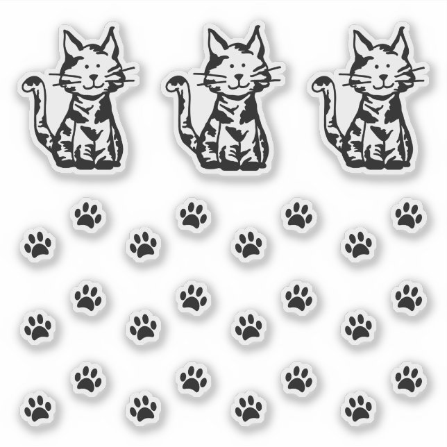 Das Set "Schwarz-Weiß-Katzen-Aufkleber" Aufkleber (Vorderseite)